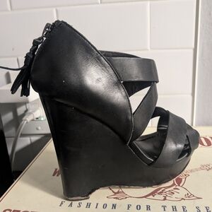 True Religion Black Platform Sandals